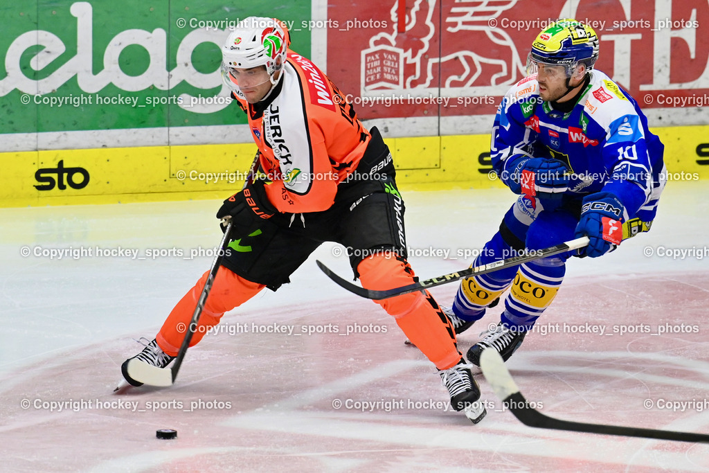 EC IDM Wärmepumpen VSV vs. Moser Medical Graz 99ers | #21 Lukas Haudum Graz 99ers, #10 Thomas Vallant EC VSV, EC IDM Wärmepumpen VSV vs. Moser Medical Graz 99ers, EC IDM WÄRMEPUMPEN VSV vs. MOSER MEDICAL GRAZ99ERS am 17.10.2025 in Villach (Stadthalle Villach), Austria, (Photo by Bernd Stefan)