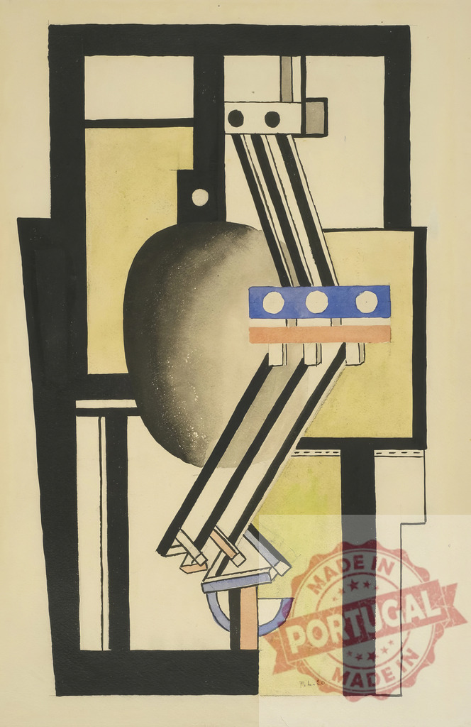 Abstract geometric composition creating a machine impression | Fernand Leger Abstract artwork featuring geometric shapes and linear elements suggesting a mechanical structure - Realisiert mit Pictrs.com