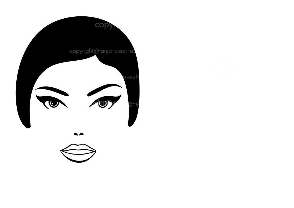 beauty face D | Schönes Frauengesicht als Icon. Einfache schwarze Linien vor weißem Hintergrund.