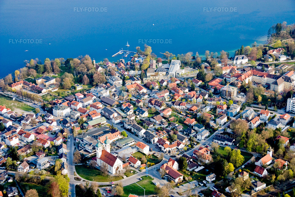 Luftbild: Uferbereich des Starnberger See in Tutzing im Bundesland Bayern in Deutschland. Foto: IMG_17957.jpg vom 15.04.2009 durch Werner Riehm/FLY-FOTO.de