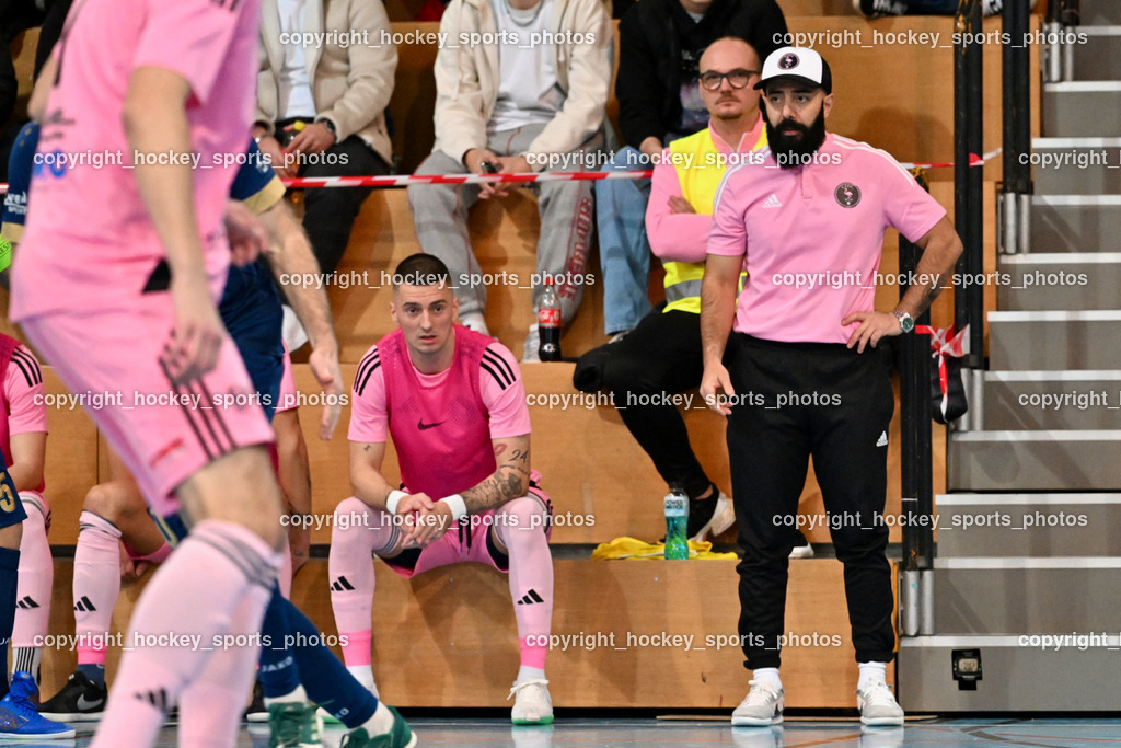 Carinthia Flamengo Futsal Club vs. Futsal Klagenfurt | Headcoach Carinthia Flamengo Ugur Koc, #24 Zoran Vukovic Carinthia Flamengo, Carinthia Flamengo Futsal Club vs. Futsal Klagenfurt, Carinthia Flamengo Futsal Club vs. Futsal Klagenfurt am 01.12.2024 in Klagenfurt (Ballspielhalle Viktring), Austria, (Photo by Bernd Stefan)