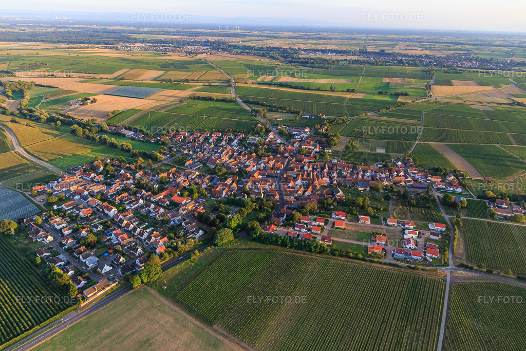 Luftbild: Dorfansicht aus Nordwesten in Impflingen im Bundesland Rheinland-Pfalz in Deutschland. Foto: IMG_094471-2.jpg vom 01.09.2016 durch Werner Riehm/FLY-FOTO.de
