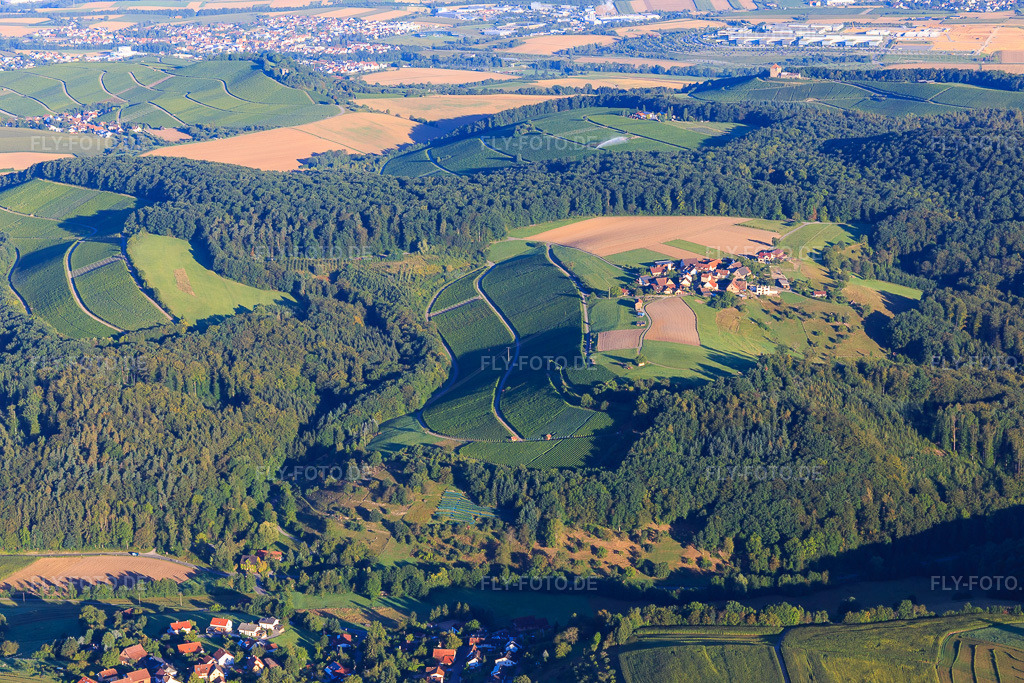 Luftbild: Ortsteil Gagernberg über Weinberghängen im Ortsteil Jettenbach in Beilstein im Bundesland Baden-Württemberg in Deutschland. Foto: IMG_093756.jpg vom 23.08.2016 durch Werner Riehm/FLY-FOTO.de