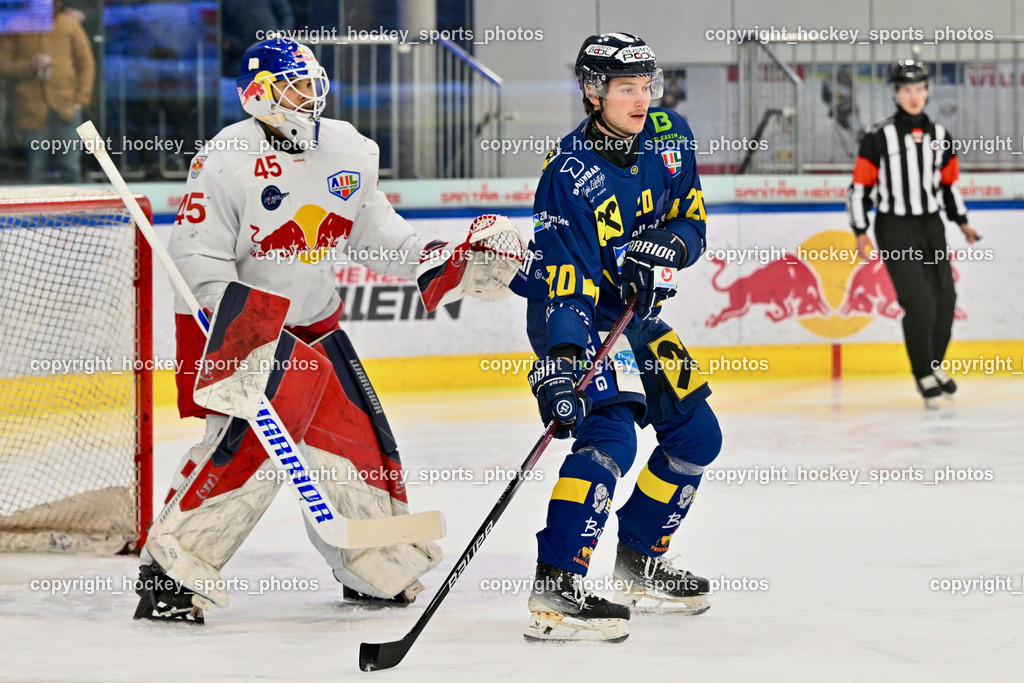 RED BULL HOCKEY JUNIORS vs. EK DIE ZELLER EISBÄREN | #45 Ankirchner Valentin RED BULL HOCKEY JUNIORS, #20 Rappold Kilian EK DIE ZELLER EISBÄREN, RED BULL HOCKEY JUNIORS vs. EK DIE ZELLER EISBÄREN, RED BULL HOCKEY JUNIORS vs. EK DIE ZELLER EISBÄREN am 14.01.2025 in Salzburg (Eisarena Salzburg), Austria, (Photo by Bernd Stefan)