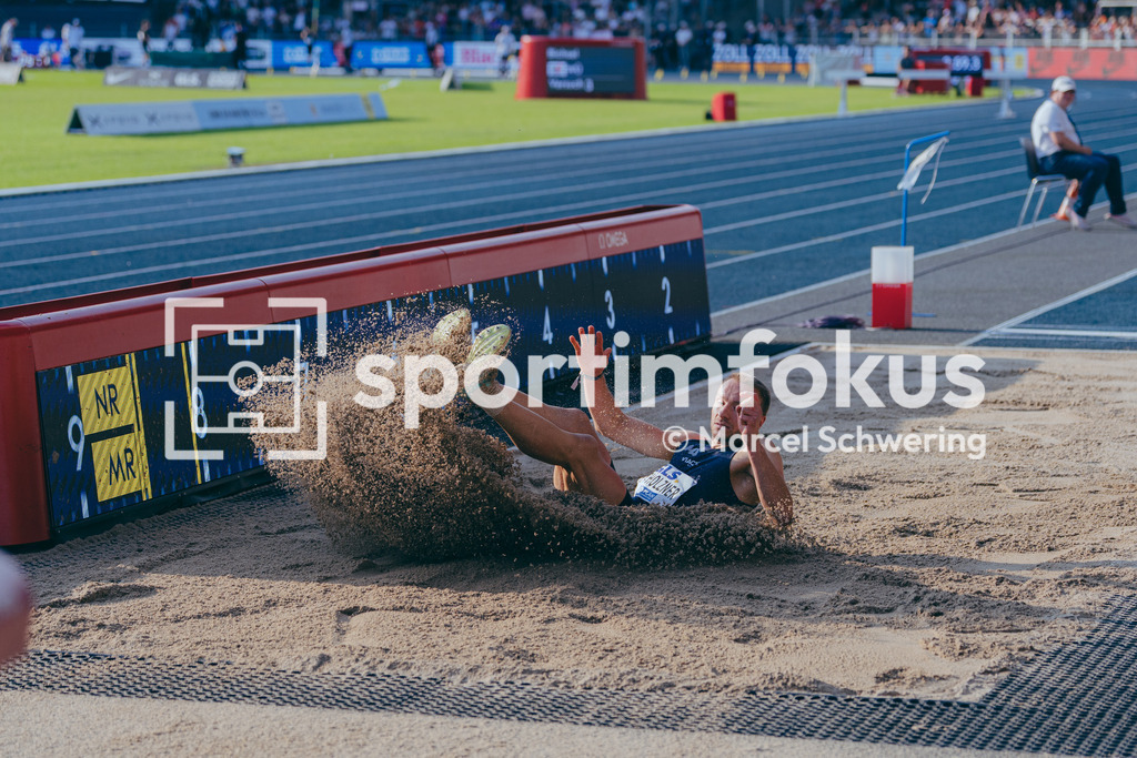 Deutsche Meisterschaften der Frauen und Männer 2026 | Maximilian Entholzner, Munich Athletics, Weitsprung, Deutsche Meisterschaften der Frauen und Männer 2026, Lohrheidestadion Bochum-Wattenscheid, 25.07.2026. Foto: Marcel Schwering / sportimfokus - Realisiert mit Pictrs.com