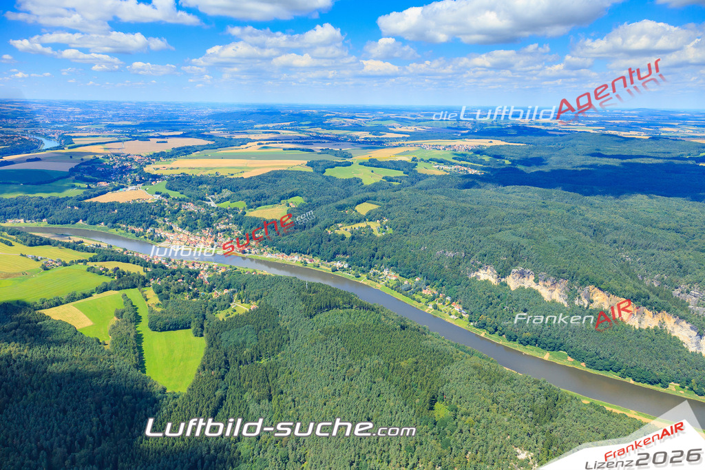 Luftbild von Bastei Rathen - Luftaufnahme wurde 2016 von https://frankenair.de mittels Flugzeug (keine Drohne) erstellt - die Geschenkidee