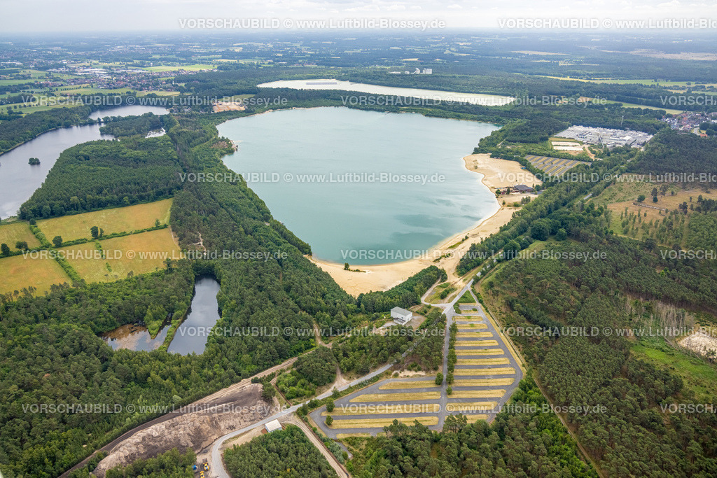 Haltern220604456 | Luftbild, Silbersee II mit Sandstrand, Lehmbraken, Haltern am See, Ruhrgebiet, Nordrhein-Westfalen, Deutschland