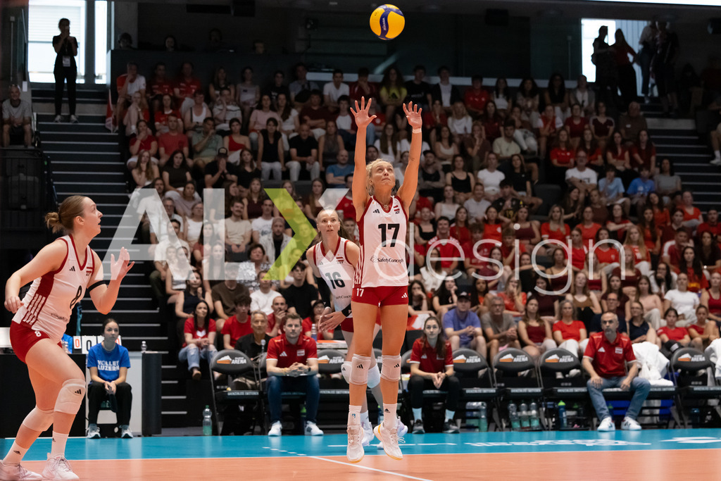 Austria v Switzerland - CEV European League Women | KRIENS, SWITZERLAND - JUNE 14: DANA SCHMIT of Austria during the CEV European League match between Austria and Switzerland at Pilatus Arena on June 14, 2026 in Kriens, Switzerland. - Realisiert mit Pictrs.com