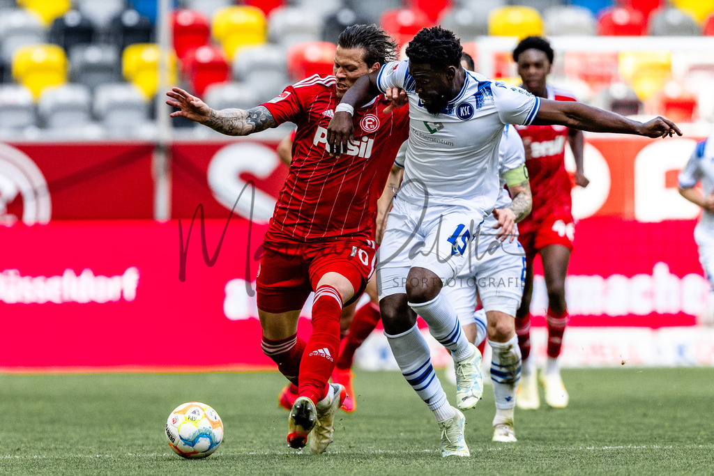 Fortuna Düsseldorf vs. Karlsruher SC | Düsseldorf, 30.04.2023: 2. Bundesliga, 30. Spieltag, Fortuna Düsseldorf gegen Karlsruher SC in der Merkur Arena in Düsseldorf. Foto: sportfotografie.ms | Markus Paletta - Realisiert mit Pictrs.com