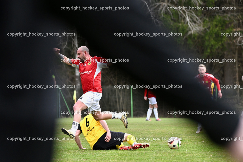SV Arnoldstein vs. FC Union Sillian-Heinfels | #6 Nermin Konjevic SV Arnoldstein, #9 Denis Kerrniqi FC Sillian, SV Arnoldstein vs. FC Union Sillian-Heinfels, SV Arnoldstein vs. FC Union Sillian-Heinfels am 29.03.2026 in Arnoldstein (Waldparkstadion Arnoldstein), Austria, (Photo by Bernd Stefan)