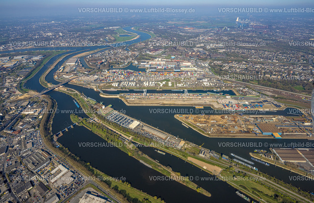 Duisburg250402355DuisPort | Luftbild, duisport Hafen Duisburg, Hafengebiet, Ölinsel, Kohleninsel Container Terminal und Schrottinsel Rohstoffinsel, Insel Pontwert, Blick auf Duisburg, Ruhrort, Ortsansicht Duisburg, Ruhrgebiet, Nordrhein-Westfalen, Deutschland