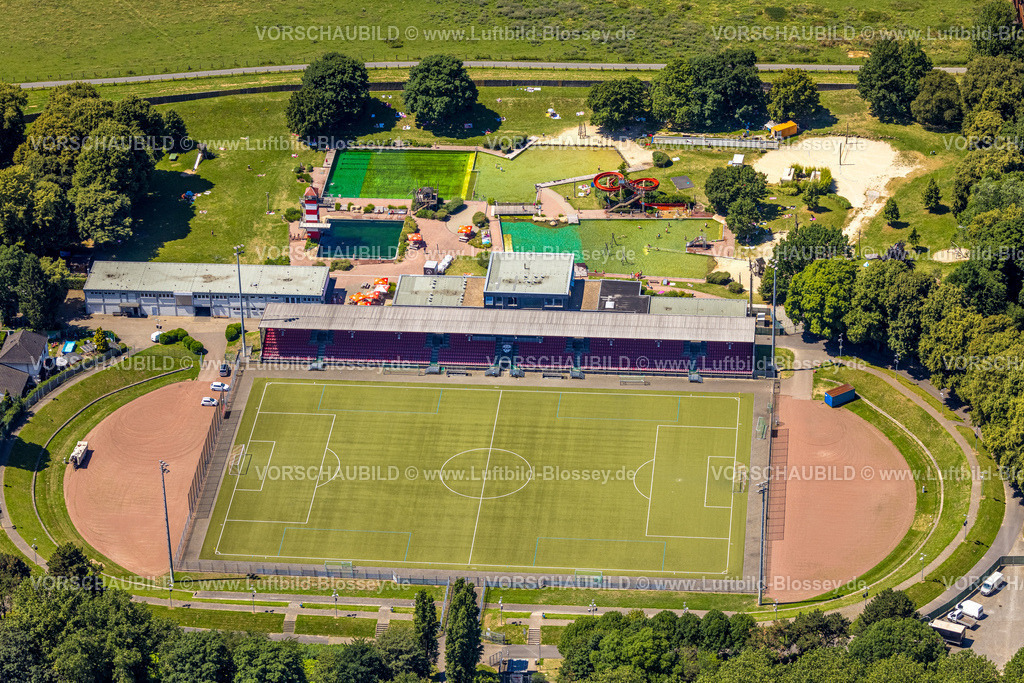 Muelheim230704125 | Luftbild, Ruhrstadion und Naturbad, Styrum - Süd, Mülheim an der Ruhr, Ruhrgebiet, Nordrhein-Westfalen, Deutschland