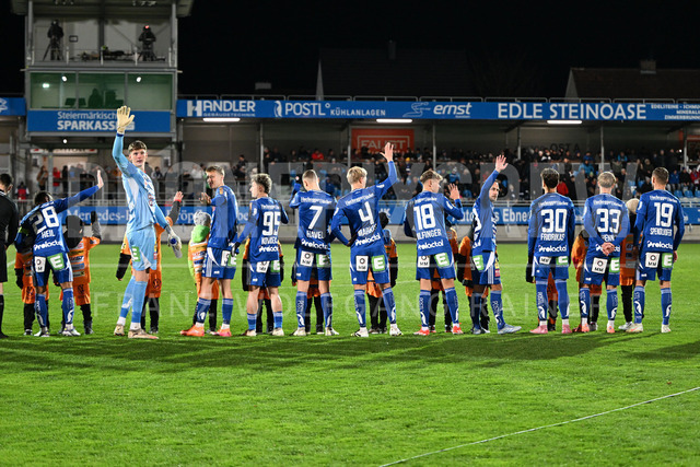 TSV Egger Glas Hartberg vs SV Oberbank Ried – Austrian Bundesliga Match | TSV Egger Glas Hartberg and SV Oberbank Ried. High-intensity match action, tackles, shots on goal, celebrations, fan atmosphere and stadium scenes captured in professional quality. The image shows the team of Hartberg.