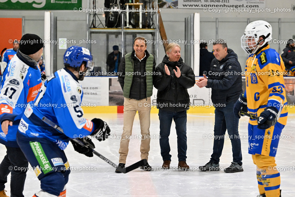 ESC SPARKASSE STEINDORF vs. EHC Althofen | #57 Wilfan Franz ESC Steindorf, Sektionsleiter ESC Steindorf Hans Tschernutter, Udo Bergner Vorstand Sparkasse Feldkirchen, Vorstandsdirektor Sparkasse Feldkirchen Gerhard Greimer, #63 Hammerle Simon EHC Althofen, ESC SPARKASSE STEINDORF vs. EHC Althofen, ESC SPARKASSE STEINDORF vs. EHC Althofen am 06.03.2026 in Steindorf (Ossiachersee Halle), Austria, (Photo by Bernd Stefan)