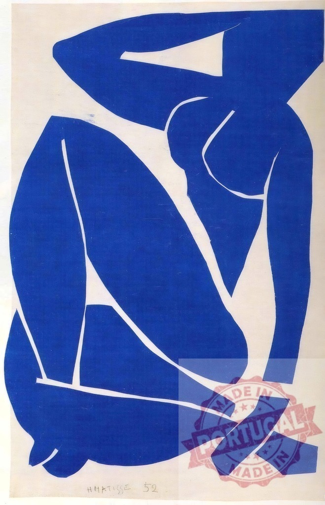 Henri Matisse Blue Nude II abstract cutout art. Henri Matisse | Blue Nude II, a cut-out artwork by Henri Matisse from 1952, featuring a reclining female figure - Realisiert mit Pictrs.com