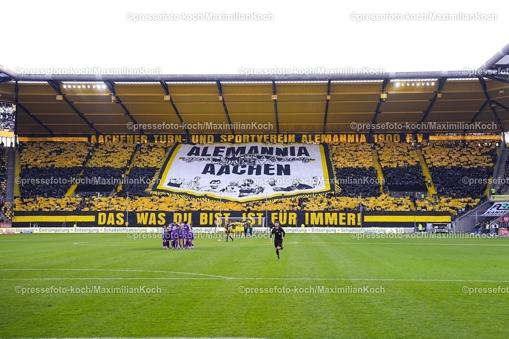 xYDRx17012601018 | 17.01.2026, xydrx, Fußball, 3.Liga, TSV Alemannia Aachen - VfL Osnabrück, Saison 2025 2026, Tivoli: Choreografie der TSV Alemannia Aachen Fans mit der Aufschrift: Aachener Turn- und Sportverein Alemannia 1900 E.V. Das was du bist ist für immer        DFB regulations prohibit any use of photographs as image sequences and or quasi-video. Photo: xYannisxDreimannxPressefotoKochx