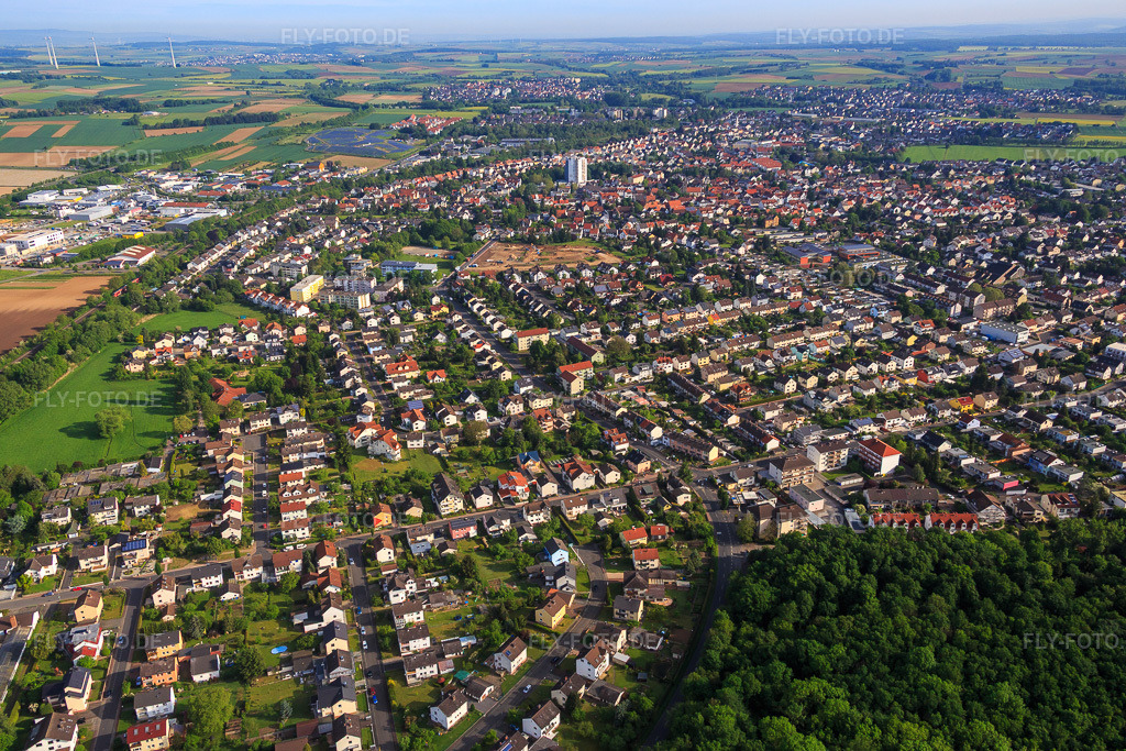 Luftbild: Stadtansicht aus Süden am Main in Bruchköbel im Bundesland Hessen in Deutschland. Foto: IMG_088803.jpg vom 20.05.2016 durch Werner Riehm/FLY-FOTO.de