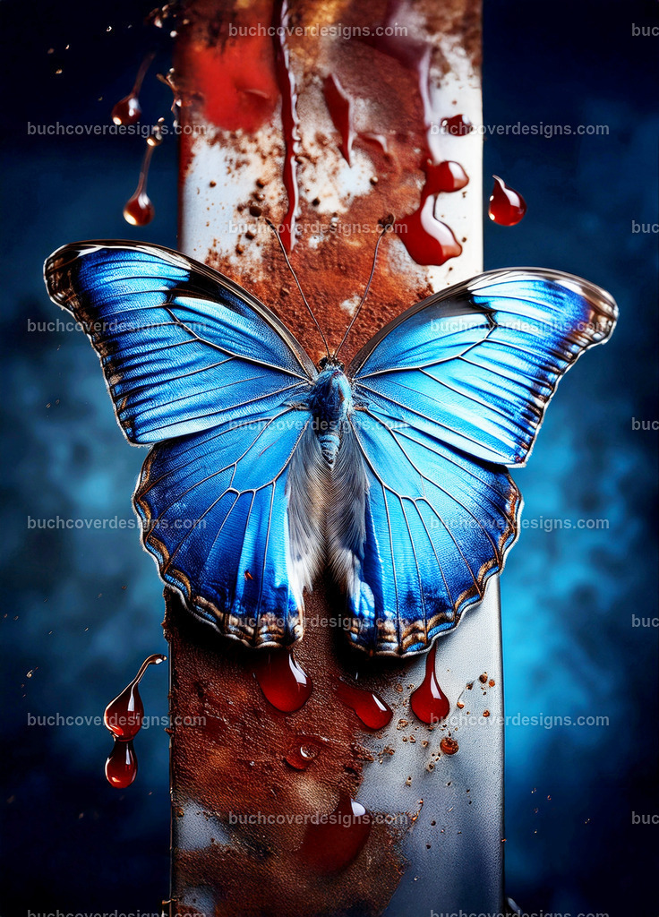 Schmettering auf ein Messerklinge mit blut | Entdecken Sie kreative Buch Cover Designs für Self-Publishing-Autoren und Verlage! Unsere maßgeschneiderten Designs ziehen Leser an und bringen Ihre Geschichten visuell zum Leben. Lassen Sie uns Ihr perfektes Cover gestalten!