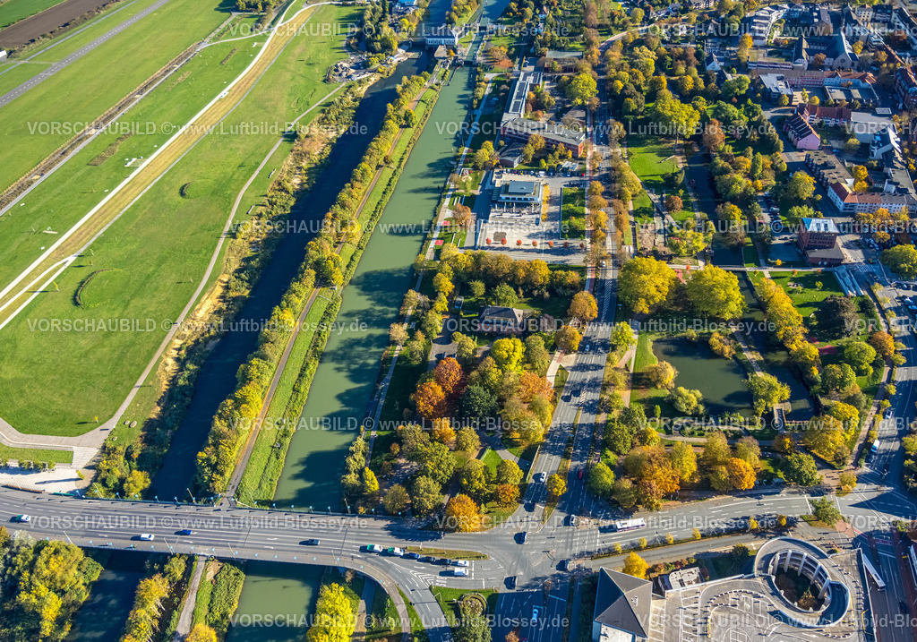 Hamm251001393 | Luftbild, Datteln-Hamm-Kanal und Fluss Lippe, Wassersportzentrum, Gymnasium Hammonense und Nordringpark, Erlebensraum, Mitte, Hamm, Ruhrgebiet, Nordrhein-Westfalen, Deutschland