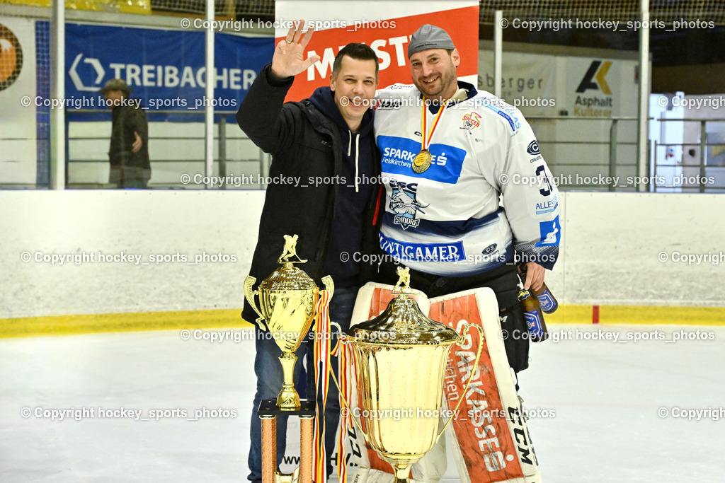 ESC Sparkasse Steindorf Meister 2025/26 | Headcoach ESC Steindorf Mayer Michael, #31 Schmarl Markus ESC Steindorf, ESC Sparkasse Steindorf Meister 2025/26, ESC Sparkasse Steindorf Meister 2025/26 am 08.03.2026 in Althofen (Stadthalle Althofen), Austria, (Photo by Bernd Stefan)