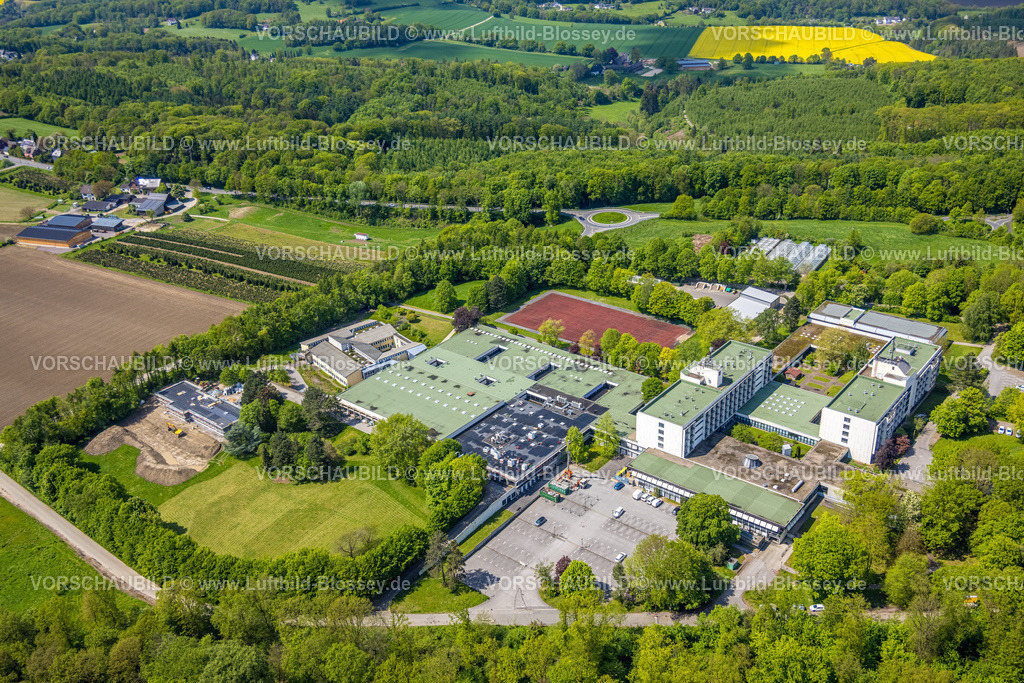 Wetter230502950 | Luftbild, Berufsbildungswerk Volmarstein, Werner-Richard-Berufskolleg, Baustelle und Neubau Kindergarten Am Grünewald, Grundschöttel, Wetter, Ruhrgebiet, Nordrhein-Westfalen, Deutschland
