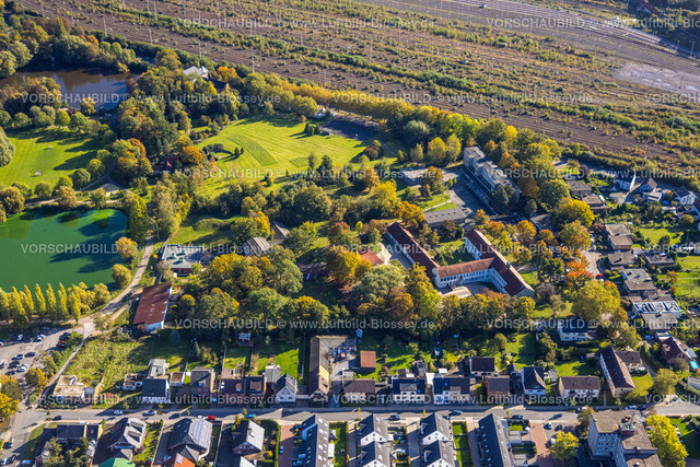 Hamm241007382 | Luftbild, Geistschule Grundschule, herbstliche Bäume, Stadtbezirk Pelkum, Hamm, Ruhrgebiet, Nordrhein-Westfalen, Deutschland