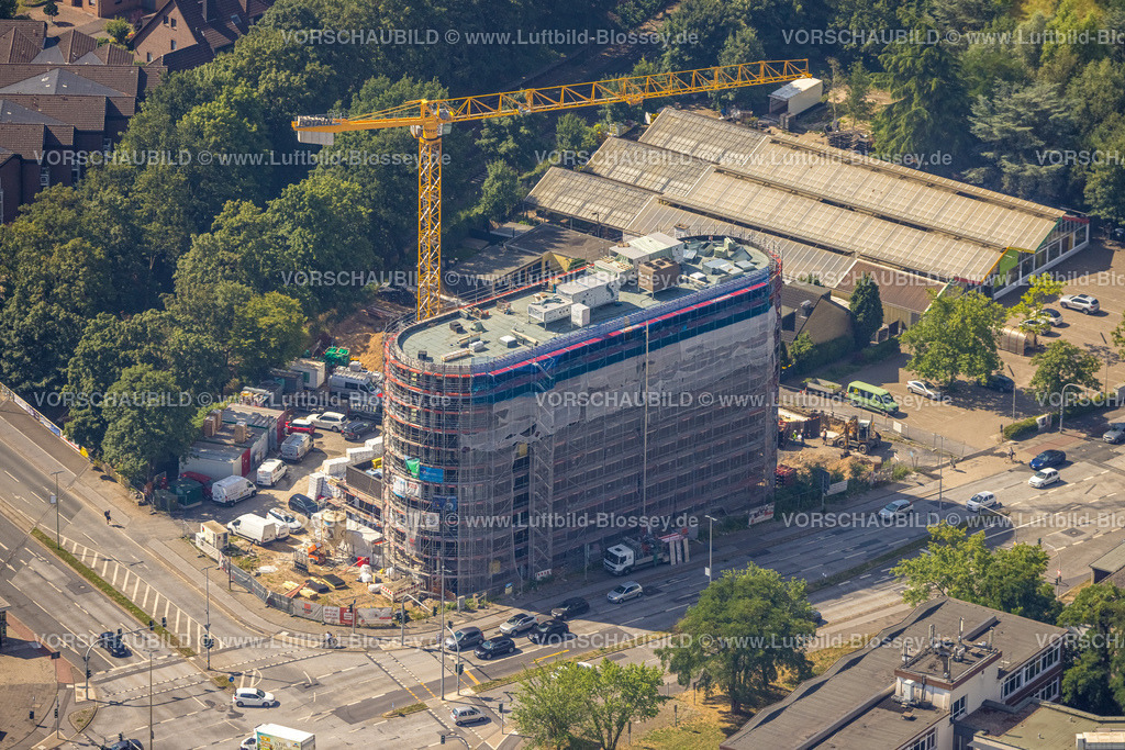 Duisburg220701225 | Luftbild, Baustelle und Neubau Sparkasse am Sittardsberg, Kreuzung Düsseldorfer Landstraße und Altenbrucher Damm, Buchholz, Duisburg, Ruhrgebiet, Nordrhein-Westfalen, Deutschland
