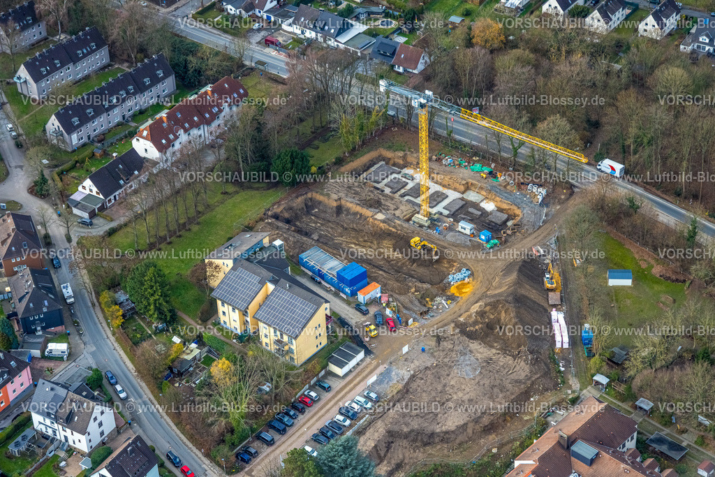 Hattingen251200374 | Luftbild, Neubau St. Josefs-Quartier, Baustelle mit Baukran am Altenheim St. Josef Seniorenheim, Hattingen, Ruhrgebiet, Nordrhein-Westfalen, Deutschland