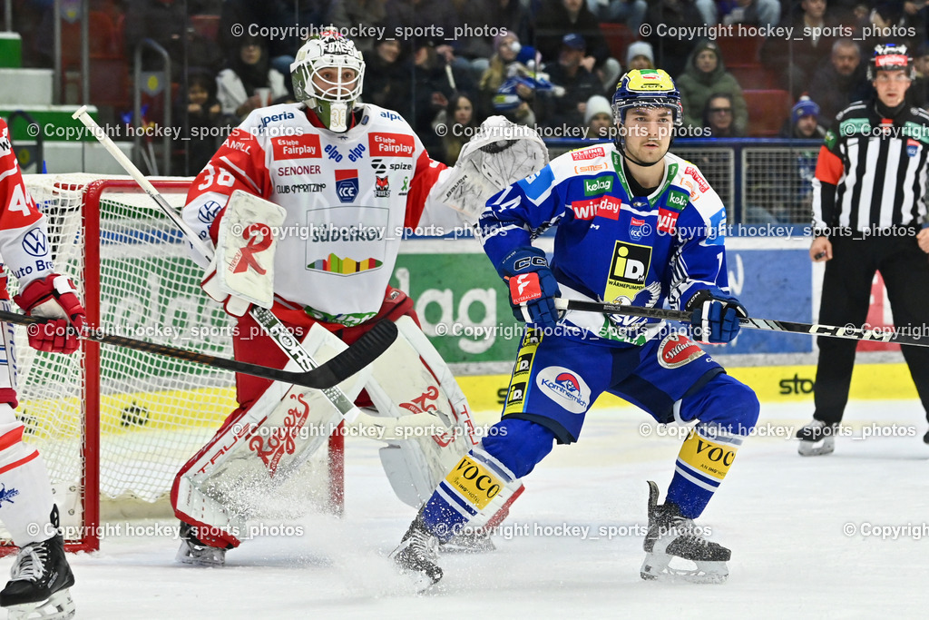 EC IDM WÄRMEPUMPEN VSV vs. HCB Südtirol Alperia | #38 Samuel Harvey HCB Südtirol Alperia, #14 Johannes Tschurnig EC VSV, EC IDM WÄRMEPUMPEN VSV vs. HCB Südtirol Alperia, EC IDM WÄRMEPUMPEN VSV vs. HCB Südtirol Alperia am 28.12.2025 in Villach (Stadthalle Villach), Austria, (Photo by Bernd Stefan)