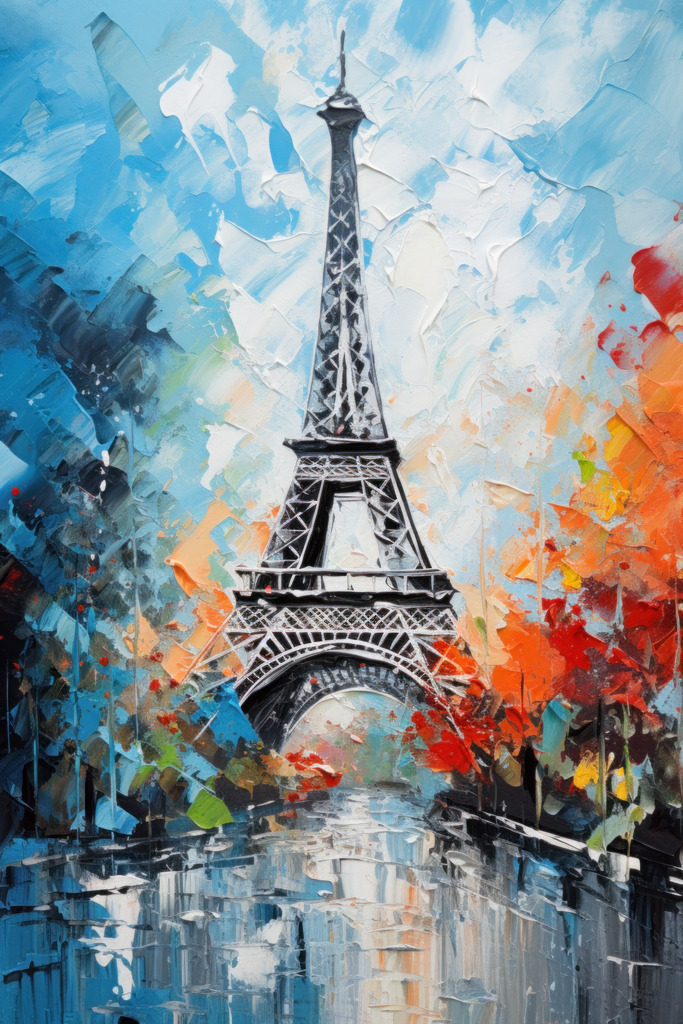 2308046 - Eiffelturm abstrakt | Digitales Parisgemälde - Bestellen Sie dieses Motiv als hochwertigen Kunstdruck auf Leinwand, Acrylglas, Dibond oder als Poster.