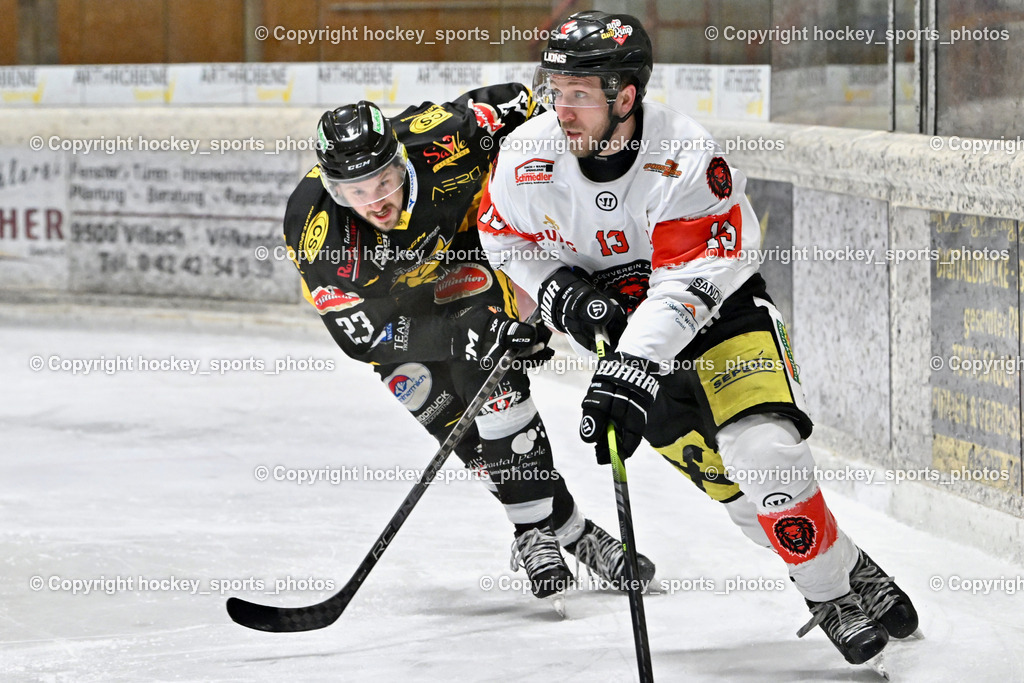 EC MET PHOTOVOLTAIK HORNETS SPITTAL vs. EV ZELTWEG MURTAL LIONS | #13 Schiech Thomas EV ZELTWEG MURTAL LIONS, #23 Sodja Urban EC Hornets Spittal, EC MET PHOTOVOLTAIK HORNETS SPITTAL vs. EV ZELTWEG MURTAL LIONS, EC MET PHOTOVOLTAIK HORNETS SPITTAL vs. EV ZELTWEG MURTAL LIONS am 08.02.2026 in Spittal an der Drau (Eissportzentrum Spittal), Austria, (Photo by Bernd Stefan)