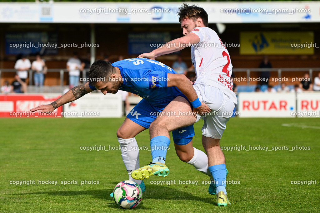SAK Klagenfurt vs. SVG Bleiburg | #10 Yosifov Svetlozar Angelov SAK, #23 Alen Martinovic SVG Bleiburg, SAK Klagenfurt vs. SVG Bleiburg, SAK Klagenfurt vs. SVG Bleiburg am 11.05.2024 in Klagenfurt (Sportpark Welzenegg), Austria, (Photo by Bernd Stefan)