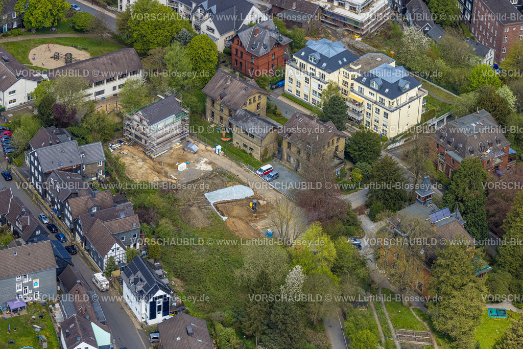 Velbert230407207Langenberg | Luftbild, Baustelle und Neubau an der Benderstraße Ecke Wiemerstraße, Langenberg, Velbert, Ruhrgebiet, Nordrhein-Westfalen, Deutschland