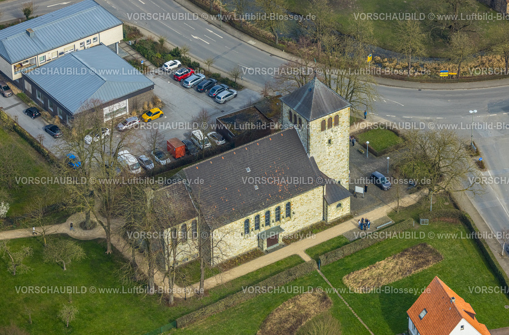Lippetal240307250 | Luftbild, kath. St. Albertus Magnus Kirche, Ortsteil Hovestadt, Lippetal, Herzfeld, Nordrhein-Westfalen, Deutschland