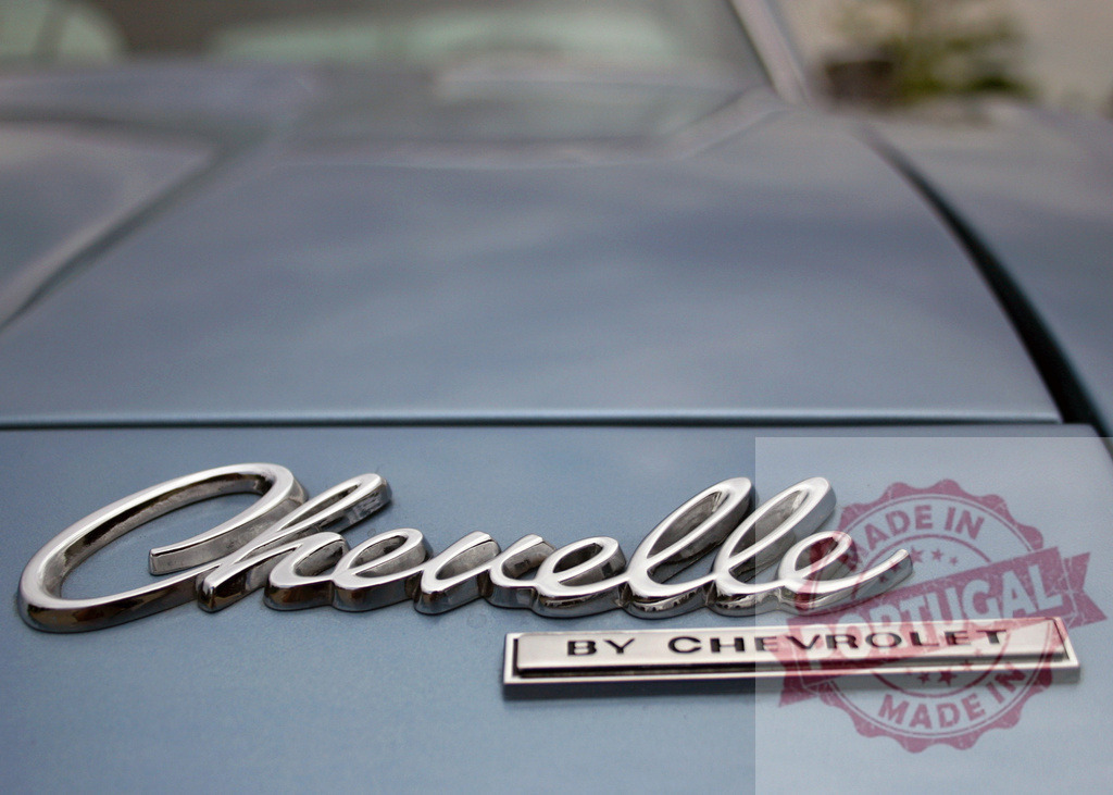 Chevrolet Chevelle emblem showing classic American muscle car | Chevrolet Chevelle chrome emblem details vintage American vehicle - Realized with Pictrs.com