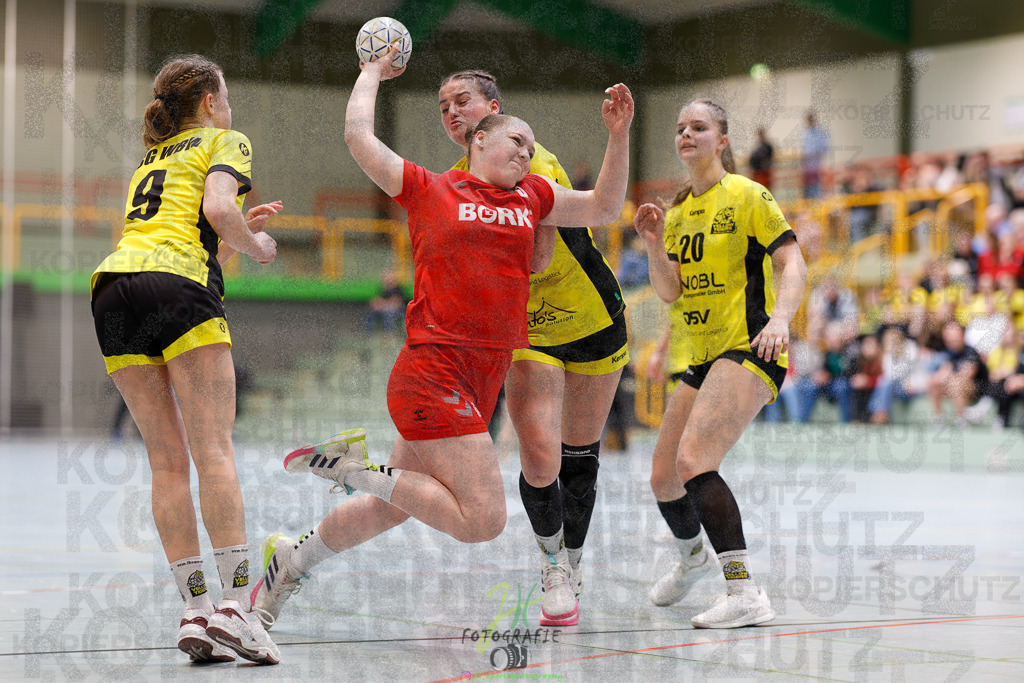 Hessenmeisterschaft wJC - Finale; HSG Kleenheim - HSG Weiterstadt/ Braunsh.Worf. | Hessenmeisterschaft wJC - Finale; HSG Kleenheim - HSG Weiterstadt/ Braunsh.Worf. am 22.03.2025 in Biedenkopf (Sporthalle Lahntalschule)Photo © 2025 - Jörg Heinrich - Realisiert mit Pictrs.com