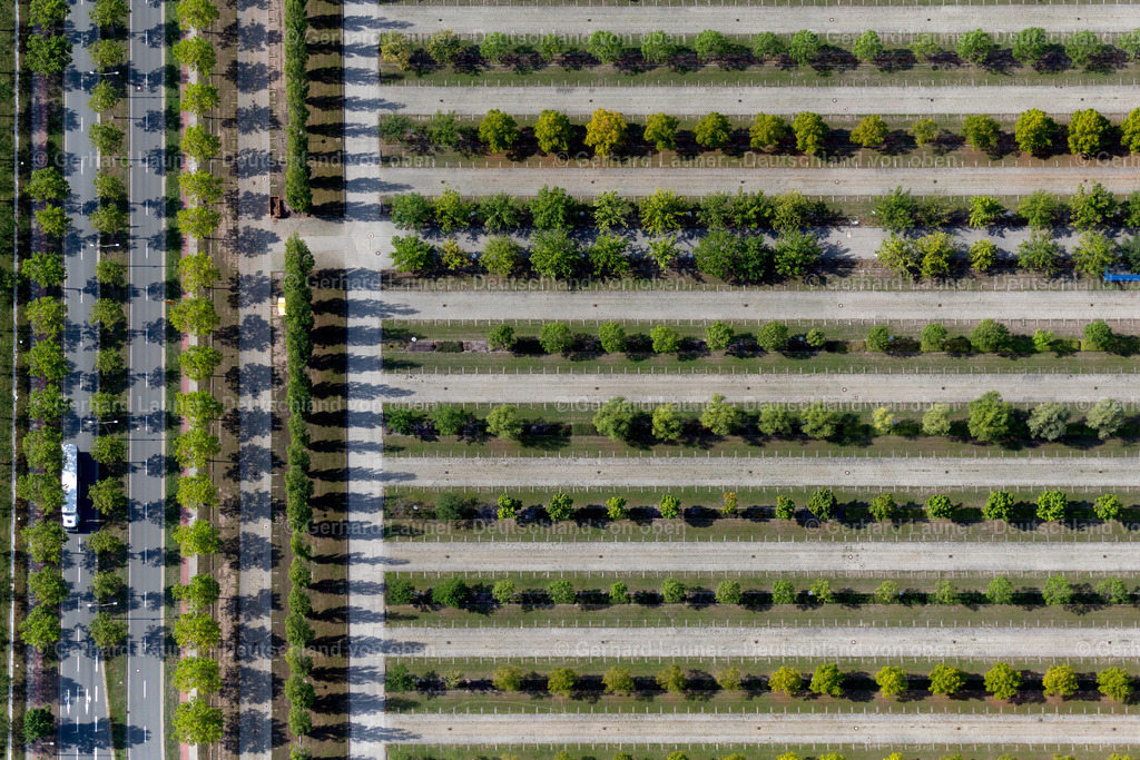 4039923 | LEIPZIG 14.09.2020 Baumreihen am Parkplatz und Abstellfläche für Automobile - PKW auf dem Gelände der Leipziger Messe in Leipzig im Bundesland Sachsen, Deutschland. Weiterführende Informationen bei: LMI - Leipziger Messe International GmbH,  gmp International GmbH. // Parking and storage space for automobiles on the fairgrounds of Leipziger Messe in Leipzig in the state Saxony, Germany. Further information at: LMI - Leipziger Messe International GmbH,  gmp International GmbH. Foto: Gerhard Launer