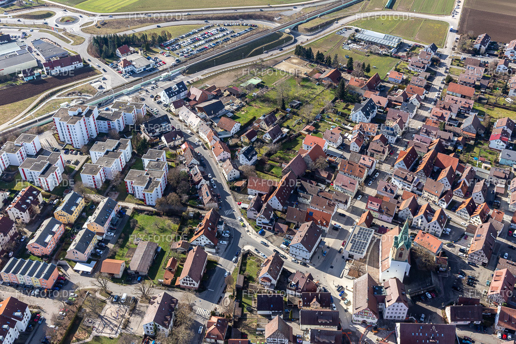 Weil der Städter Straße aus Nordosten | Luftbild: Weil der Städter Straße aus Nordosten in Renningen im Bundesland Baden-Württemberg in Deutschland. Foto: IMG_125088.jpg vom 20.02.2021 durch ©2025 Werner Riehm fly-foto.de/copyright - Realisiert mit Pictrs.com