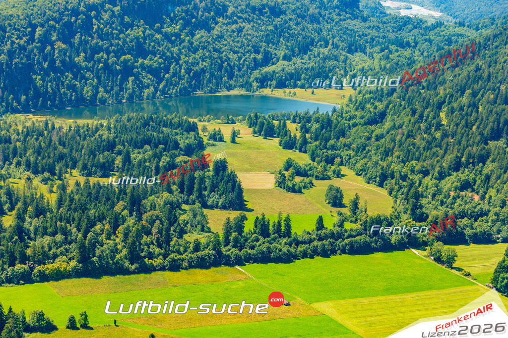 Klassische Luftaufnahme ohne Drohne zeigt:Schwansee bei Schwangau - Die Luftbildaufnahme wurde 2025 vom UL-Flugzeug heraus erstellt ( keine Drohne ) - Hochauflösende Luftaufnahme -Nicht vergleichbar mit Google Maps oder Satelittenbilder- Die Geschenkidee !Mit Lizenz und Bildrechte bestellbar