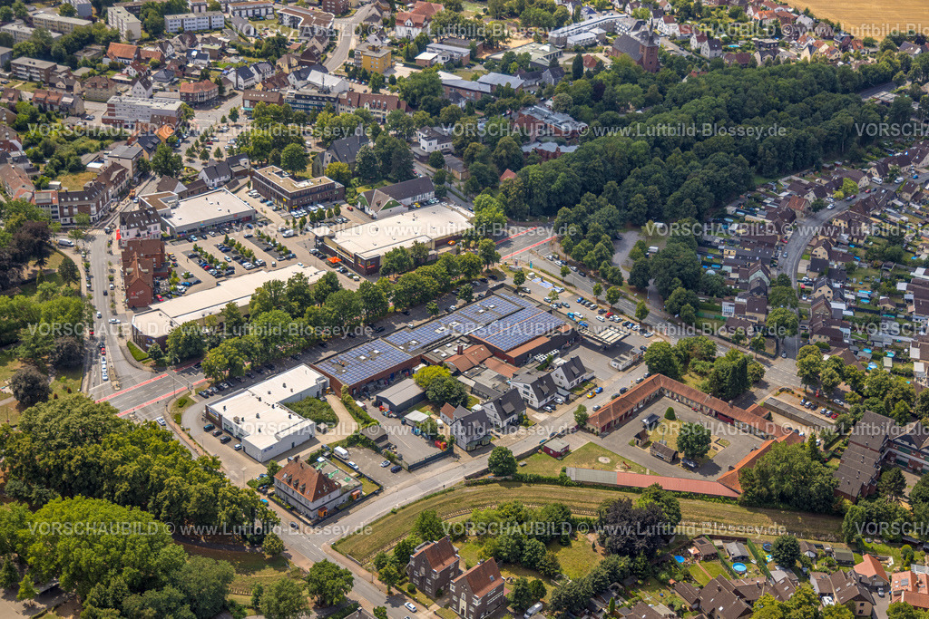 Hamm250702749West | Luftbild, Alter Bauhof Herringen, Sehenswürdigkeit, Einkaufszentrum Dortmunder Straße mit Aldi, Rewe, Edeka und DM Supermarkt, Stadtbezirk Herringen, Hamm, Ruhrgebiet, Nordrhein-Westfalen, Deutschland