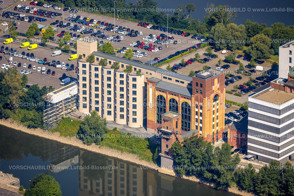 Duesseldorf220701004 | Luftbild, Medienhafen, Plange Mühle Klinikgebäude sowie Büro- und Wohngebäude, Hafen, Düsseldorf, Rheinland, Nordrhein-Westfalen, Deutschland