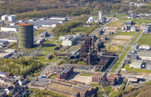 Dortmund230401010 | Luftbild, Phoenix West Gewerbegebiet, Gasometer, Stahlwerk Ruine, Hörde, Dortmund, Ruhrgebiet, Nordrhein-Westfalen, Deutschland