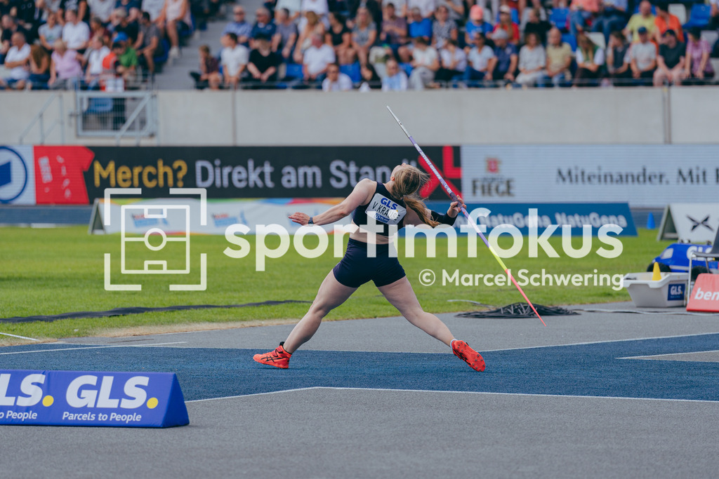 Deutsche Meisterschaften der Frauen und Männer 2026 | Victoria Krause, Düsseldorf Athletics, Speerwurf, Deutsche Meisterschaften der Frauen und Männer 2026, Lohrheidestadion Bochum-Wattenscheid, 26.07.2026. Foto: Marcel Schwering / sportimfokus - Realisiert mit Pictrs.com