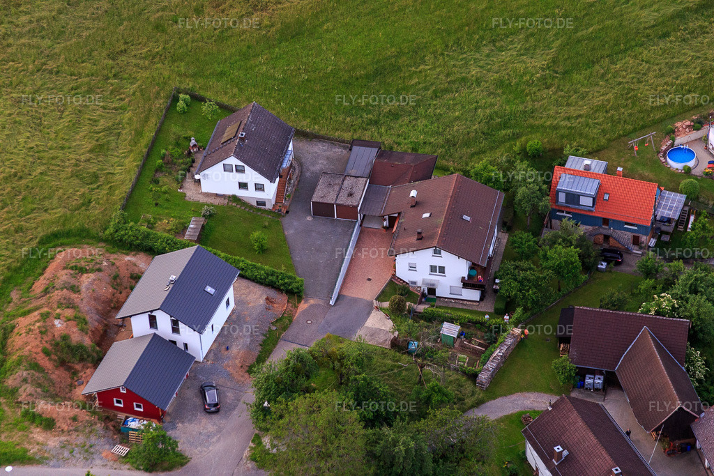 Luftbild: Brombacher Straße im Ortsteil Brombach in Eberbach im Bundesland Baden-Württemberg in Deutschland. Foto: IMG_089459.jpg vom 10.06.2016 durch Werner Riehm/FLY-FOTO.de