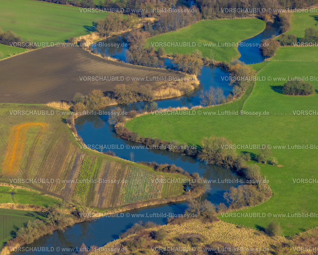 Luenen230204007 | Luftbild, Lippemäander, Naturschutzgebiet Lippeaue In den Kämpen, Beckinghausen, Lünen, Ruhrgebiet, Nordrhein-Westfalen, Deutschland