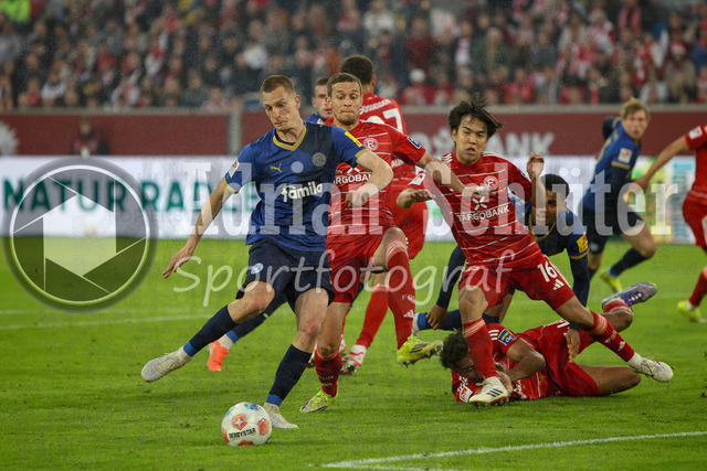 10.04.2026, GER, Fussball, Herren, 2. BL, Saison 2025/2026, Fortuna Düsseldorf - Holstein Kiel | Ivan Nekic (Kiel) erzielt das Tor zum 1:2