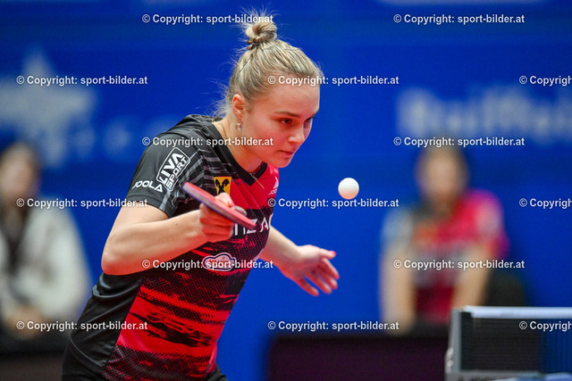 AUT, Tischtennis ETTU Womans Champions League Semi Final 2, Linz AG Froschberg (AUT) vs Etival Clairefontaine (FRA) | 29.01.2023, Sportpark Lissfeld, AUT, Tischtennis ETTU Womans Champions League Quarter Final 2, Linz AG Froschberg (AUT) vs Etival Clairefontaine (FRA), im Bild Margarita Baltushyte (Froschberg Linz)

// ETTU, Tischtennis Womans Champions League Quarter Final 2 between Linz AG Froschberg (AUT) vs Etival Clairefontaine (FRA) in Linz, Austria on 2023/01/29