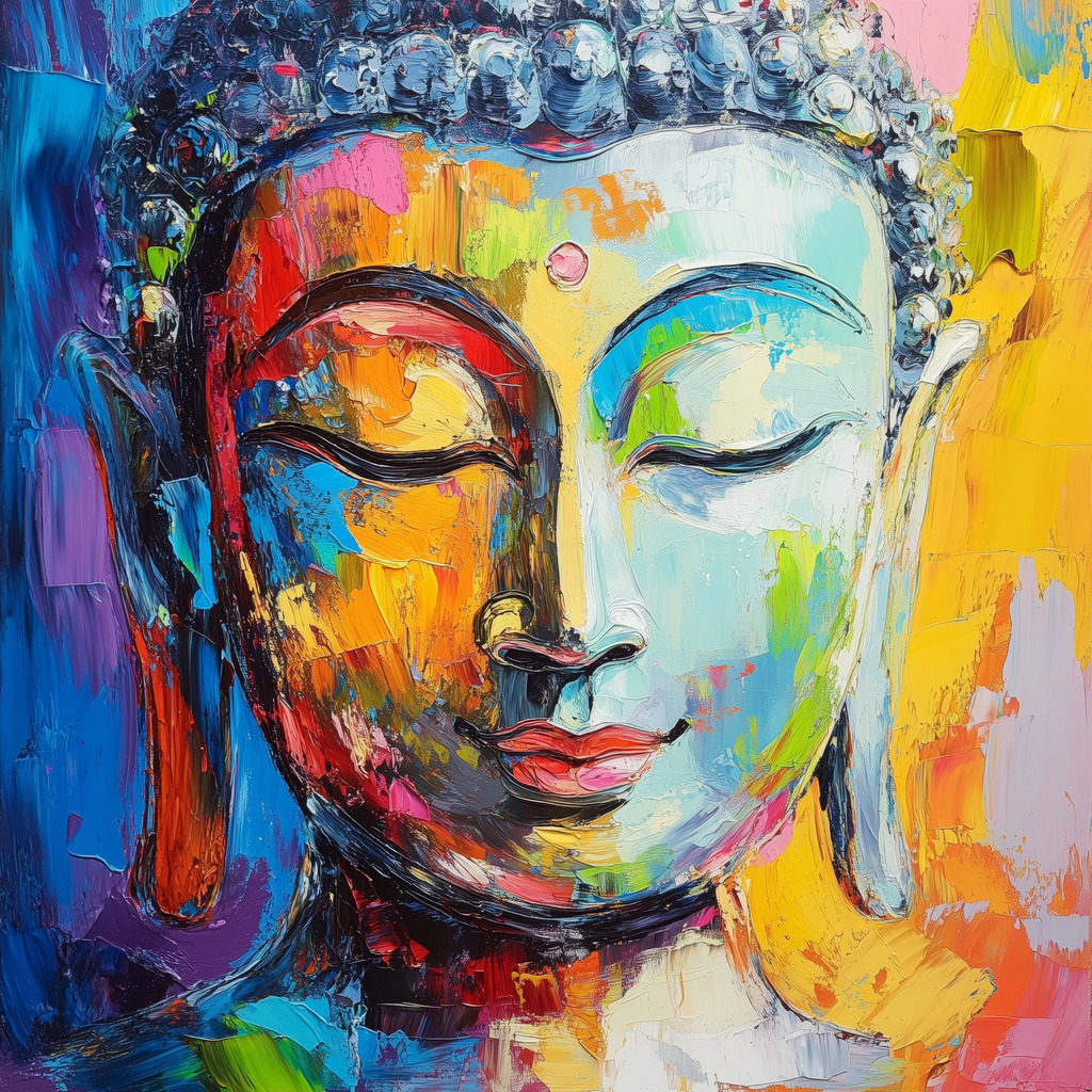 2410003 - Farbenfroher Buddha | Ein Buddha Porträt im Stil eines modernen farbenfrohen Gemäldes.