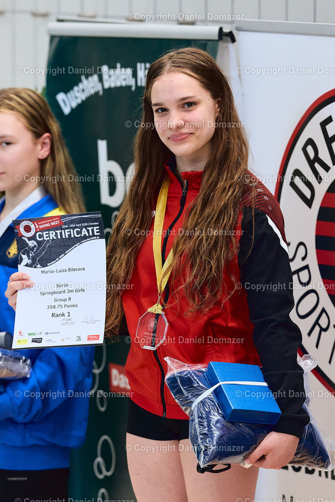 International Youth Diving Meet 2026 | Day 4 of 5 | International Youth Diving Meet 2026| Day 4 of 5 | 25.04.2026 | Youth diving competition featuring 1m and 3m springboard and platform at the Schwimmsportkomplex Freiberger Platz in Dresden.@ Domazer Photography - Realisiert mit Pictrs.com