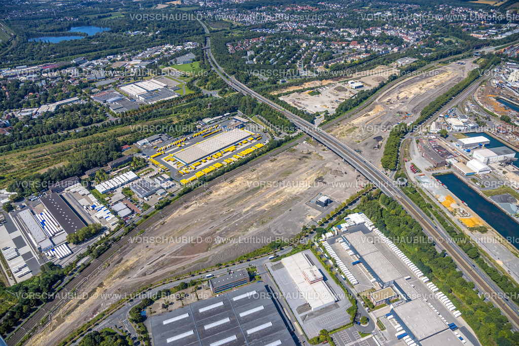 Dortmund240801009 | Luftbild, Baugelände am Hafen, Dachser Logistik, Mallinckrodtstraße Brücke, Hafen, Dortmund, Ruhrgebiet, Nordrhein-Westfalen, Deutschland